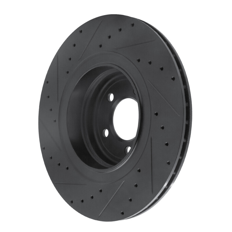 BMW ALPINA B7 Brake Rotor (1) - Rear Right - R1 Concepts - Drilled & Slotted - Black - `07-`08